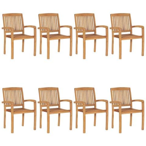 Sedie Da Giardino Impilabili 8 Pz In Legno Massello Di Teak - Foto 1