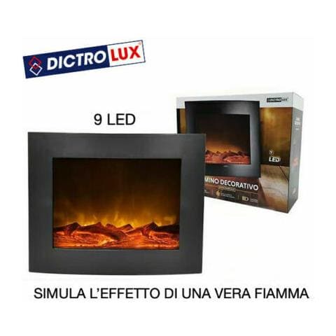 Camino Decorativo Da Parete In Prolipropilene A Batterie Effetto Fiamma 9 Led - Foto 1