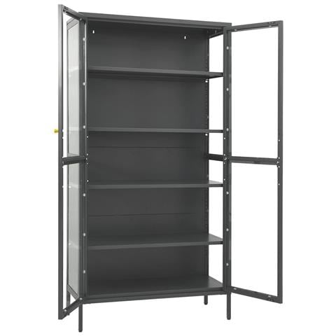 Vetrina Antracite 90x40x180 cm in Acciaio e Vetro Temperato - Foto 2