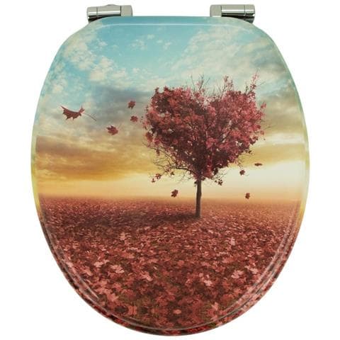 Sedile Wc Copri Vater Universale Frizionato Fantasia In Mdf Chiusura Rallentata *** Fantasia : Autumn Heart - Foto 2