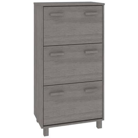 Scarpiera Grigio Chiaro 59,5x35x117 Cm Legno Massello Di Pino - Foto 1