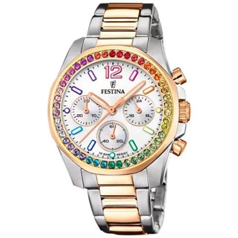 Orologio Donna Boyfriend Chrono Con Cristalli Multicolore F20608/2 - Foto 1