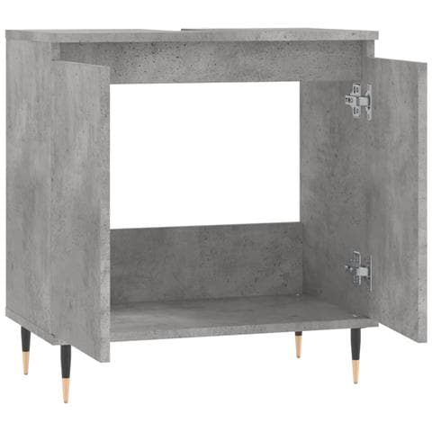 Armadietto Da Bagno Grigio Cemento 58x33x60cm Legno Multistrato - Foto 2