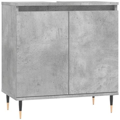 Armadietto Da Bagno Grigio Cemento 58x33x60cm Legno Multistrato - Foto 1