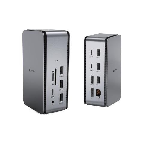 ES623015 replicatore di porte e docking station per laptop Cablato USB4 Alluminio, Nero - Foto 1