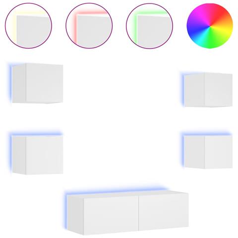 Mobili Tv A Muro 5pz Con Luci Led Bianchi - Foto 1