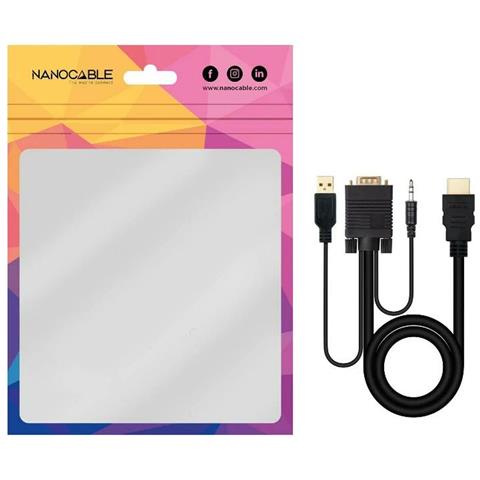 Nanocable 10.15.4350 Cavo E Adattatore Video 1,8 M Hdmi Tipo A (standard) Vga (d-sub) + 3.5mm + Usb Type-a - Foto 2