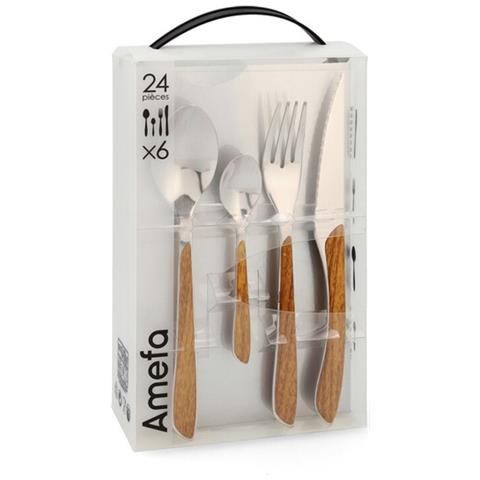 Servizio Di Posate Eclat Legno Metallo Acciaio Inossidabile (24 Pcs) - Foto 2