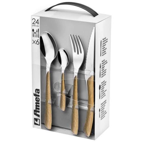 Servizio Di Posate Eclat Legno Metallo Acciaio Inossidabile (24 Pcs) - Foto 6