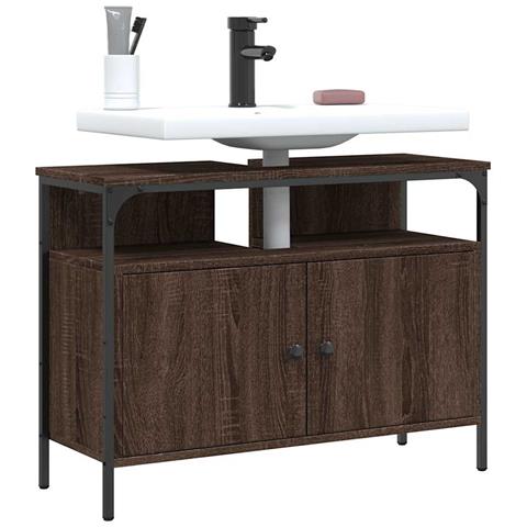 Mobile Lavabo Bagno Rovere Marrone 60x30x60cm Legno Multistrato - Foto 2