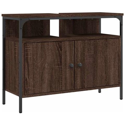 Mobile Lavabo Bagno Rovere Marrone 60x30x60cm Legno Multistrato - Foto 1
