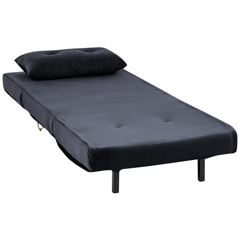 Divano Letto Singolo Vestfold Velluto Nero - Foto 2