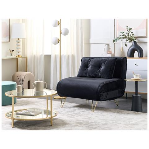 Divano Letto Singolo Vestfold Velluto Nero - Foto 1