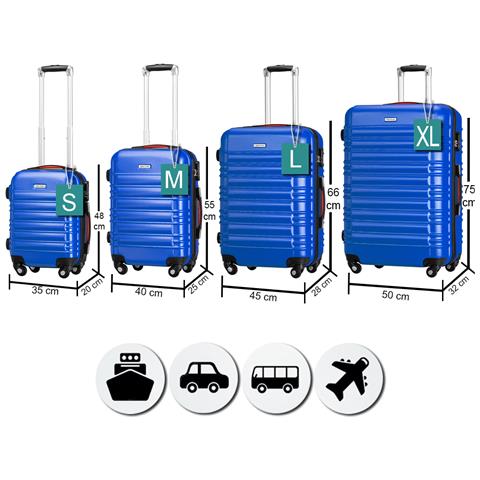 Set 4 Valigie Rigide Con Ruote Easy Roll Trolley Bagaglio A Mano Viaggio Blu - Foto 2