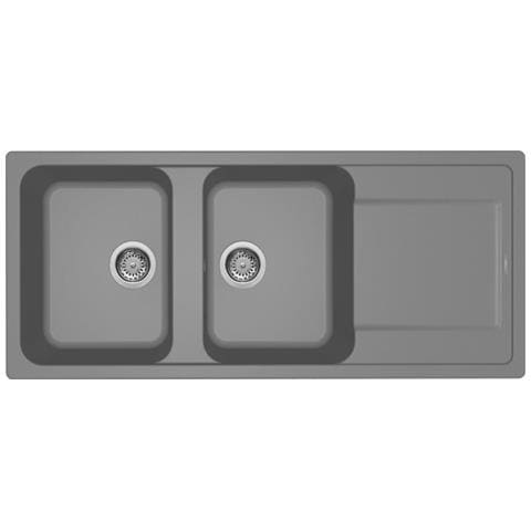 Lm250073 Lavello Da Incasso 2 Vasche Con Gocciolatoio Reversibile 116 X 50 Cm Finitura Granitek Metal Titanium 73 Life 500 - Foto 1