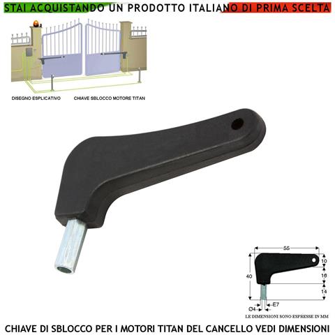 Chiave Cancello Automatico Sblocco Di Emergenza Per Motori Serie Titan Linear Aster Mover X Altri Motori Controllare L - Foto 1