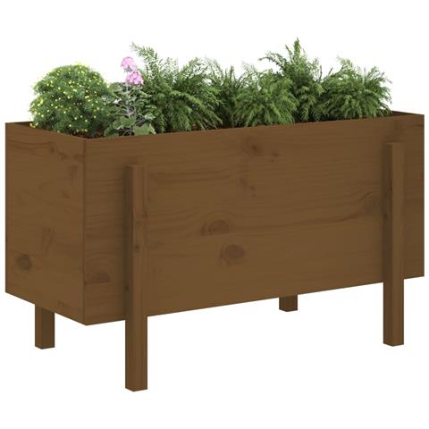 Fioriera Rialzata Da Giardino Miele 101x50x57 Cm Massello Pino - Foto 2