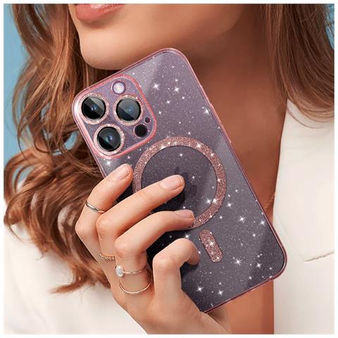 Cover Magsafe Per Iphone 14 Pro Max Silicone Glitterato - Foto 2