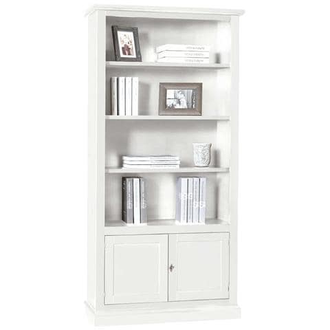 Libreria 2 Ante Arte Povera Bianca In Legno 90x41x186 - Foto 1