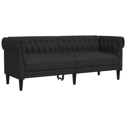 Divano Chesterfield A 3 Posti Nero In Tessuto - Foto 1