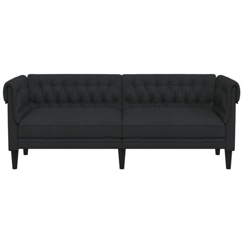 Divano Chesterfield A 3 Posti Nero In Tessuto - Foto 2