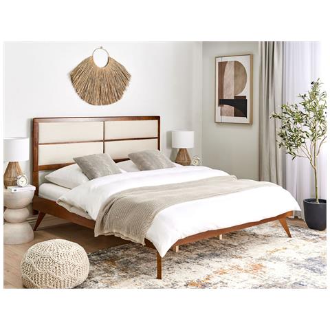 Letto Con Rete Legno Scuro E Beige 180 X 200 Cm Poissy - Foto 1