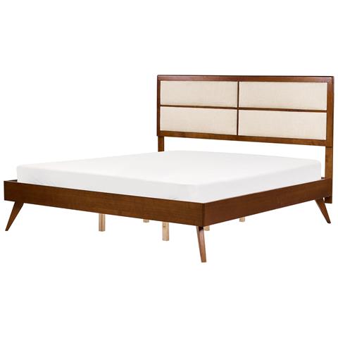 Letto Con Rete Legno Scuro E Beige 180 X 200 Cm Poissy - Foto 2