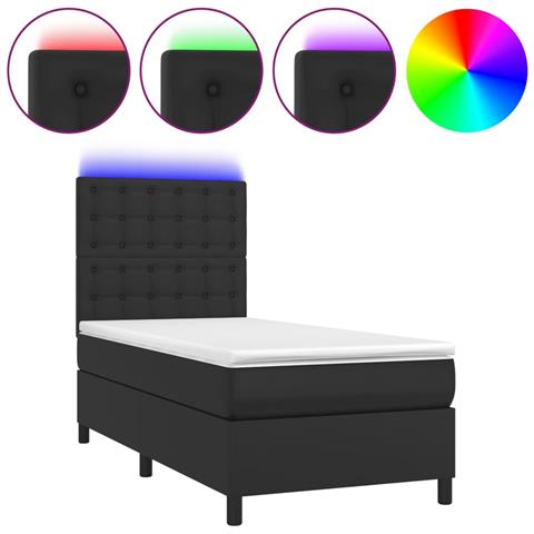 Giroletto A Molle Con Materasso E Led Nero 100x200cm Similpelle - Foto 1