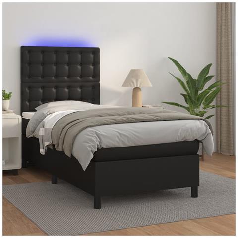 Giroletto A Molle Con Materasso E Led Nero 100x200cm Similpelle - Foto 8