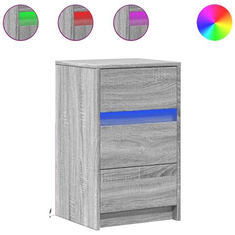 Comodino Con Luci Led Grigio Sonoma In Legno Multistrato - Foto 2