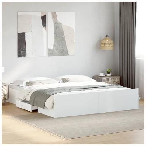 Giroletto Con Cassetti Bianco 200x200 Cm In Legno Multistrato - Foto 1