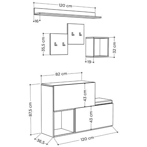 Mobile Da Ingresso Bianco Con Contenitore E Appendiabiti Inga - Foto 4