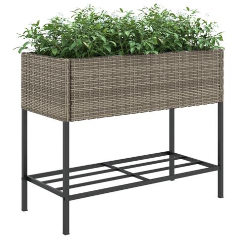 Fioriere Giardino con Ripiani 2pz Grigie 90x40x75cm Polyrattan - Foto 2