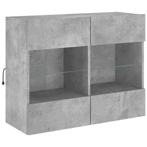 Mobile TV a Parete con Luci LED Grigio Cemento 78,5x30x60,5 cm - Foto 10