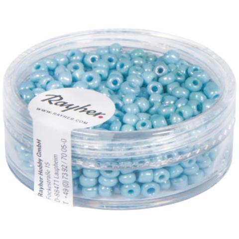 Rayher - 17 Grammi - Perline Rotonde In Vetro Opaco Ø2,6mm - Colore Celeste Chiaro - Foto 1