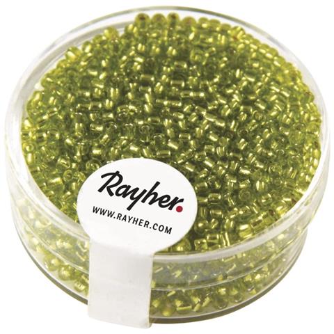 Rayher - 17 Grammi - Perline In Vetro Rotonde Con Foro Argentato Ø2mm - Colore Verde Chiaro - Foto 1