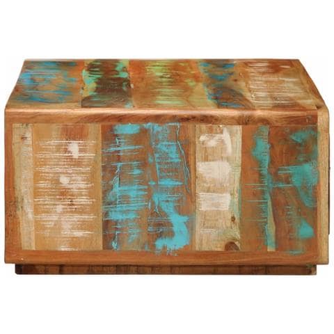 Tavolino Da Salotto 89x55x29 Cm In Legno Massello Di Recupero - Foto 3