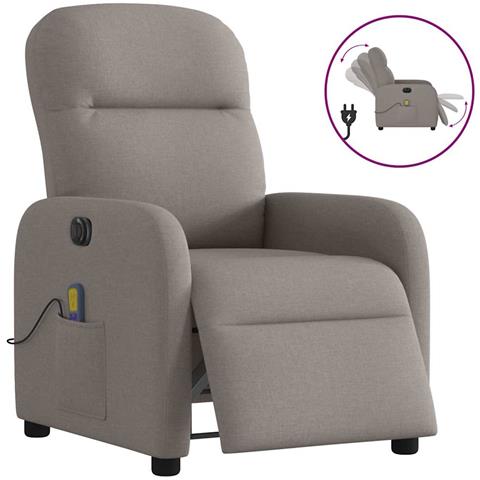 Poltrona Massaggiante Reclinabile Elettrica Tortora In Tessuto - Foto 1