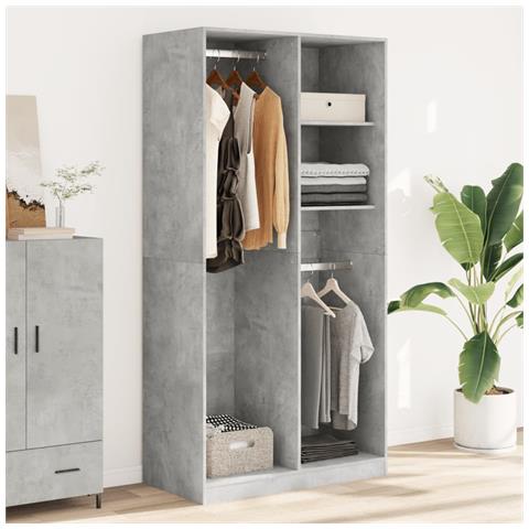 Armadio Grigio Cemento 100x50x200 Cm In Legno Multistrato - Foto 3