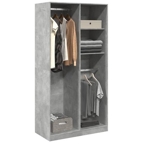 Armadio Grigio Cemento 100x50x200 Cm In Legno Multistrato - Foto 1