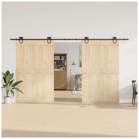 Kit Di Binari Per Porte Scorrevoli 400 Cm Acciaio Nero - Foto 3