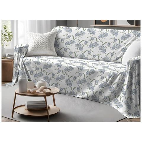 Telo Arredo Granfoulard Copritutto Salvadivano 100% Cotone Dis. Magnolia Singolo Azzurro - Foto 1