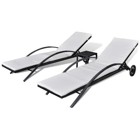 Lettini Prendisole Con Tavolino In Polyrattan Nero - Foto 1