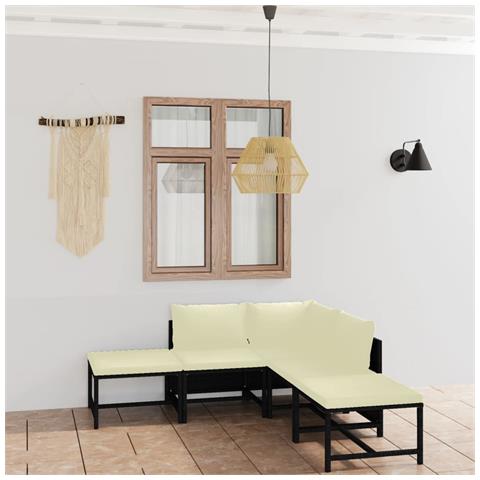 Lusso Casadino - Set Divani Da Giardino 6 Pz Con Cuscini In Polyrattan Nero - Foto 8