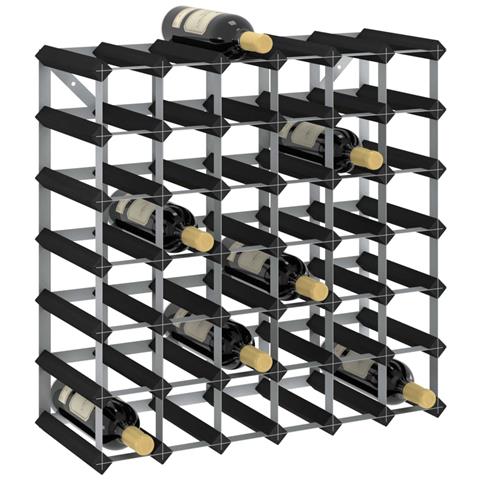 Portavini Da 42 Bottiglie Nero In Legno Massello Di Pino - Foto 2