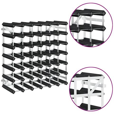 Portavini Da 42 Bottiglie Nero In Legno Massello Di Pino - Foto 8