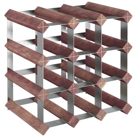 Portabottiglie Per 12 Bottiglie Legno Massello Di Pino Marrone - Foto 1