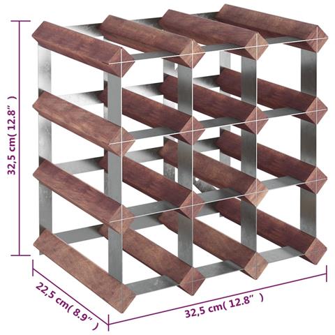 Portabottiglie Per 12 Bottiglie Legno Massello Di Pino Marrone - Foto 8