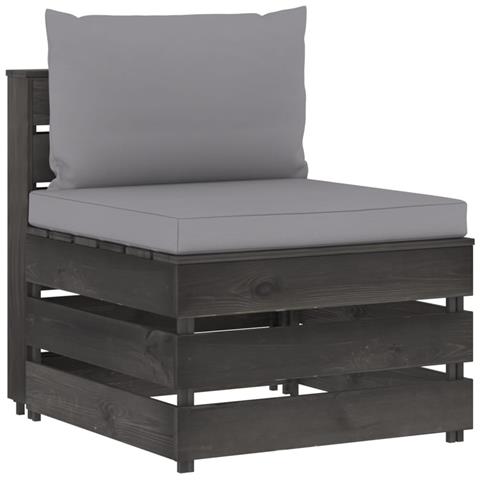 Divano Centrale Modulare Con Cuscini In Legno Impregnato Grigio - Foto 2