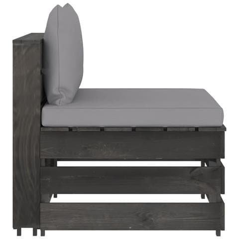 Divano Centrale Modulare Con Cuscini In Legno Impregnato Grigio - Foto 1